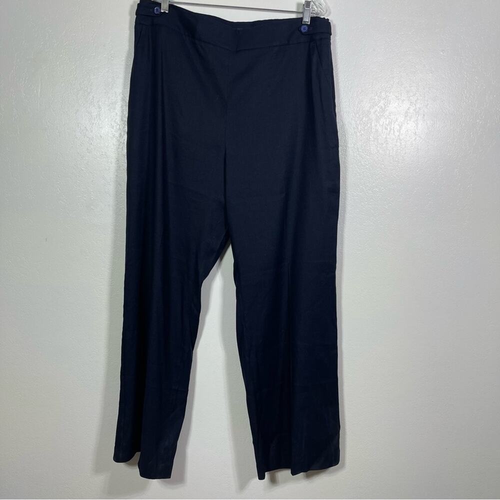 NWT Talbots Curvy Navy Linen Slacks. Size 16.